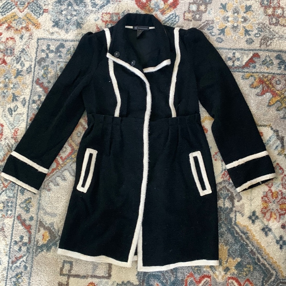 INC International Concepts Black Coat with White Piping
